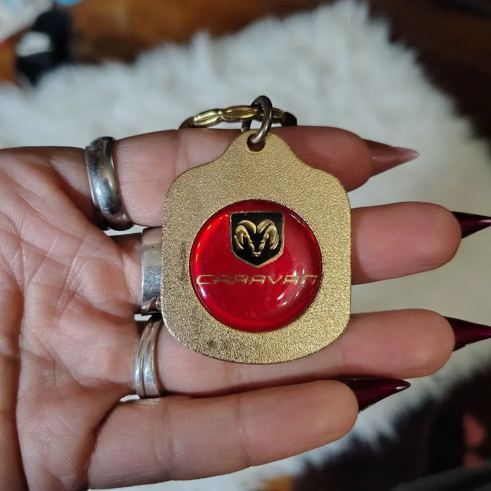 VTG Dodge Caravan Gold Tone Metal Keychain W Tags